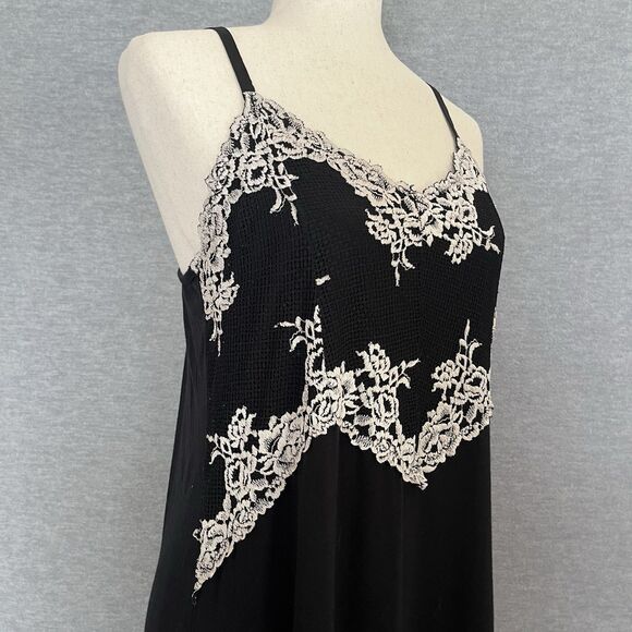 Rachel Roy Black Y2K Slip Dress Size M Coquette Dark Fairy Romantic Dainty Lace - Picture 5 of 11